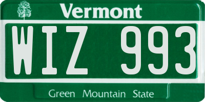 VT license plate WIZ993