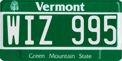 VT license plate WIZ995