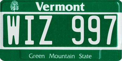 VT license plate WIZ997