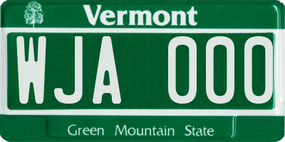 VT license plate WJA000
