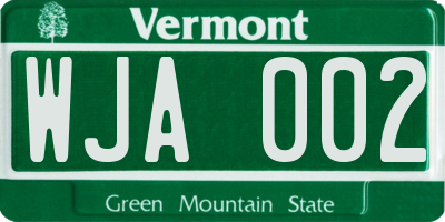 VT license plate WJA002