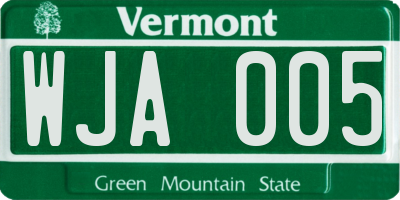 VT license plate WJA005