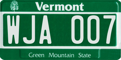 VT license plate WJA007