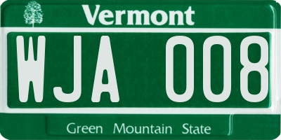 VT license plate WJA008