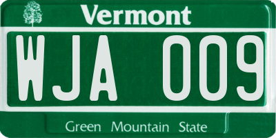 VT license plate WJA009