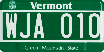 VT license plate WJA010