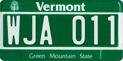 VT license plate WJA011