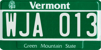 VT license plate WJA013