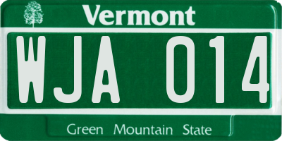 VT license plate WJA014