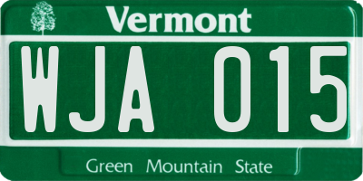 VT license plate WJA015