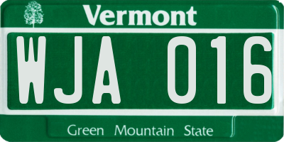 VT license plate WJA016