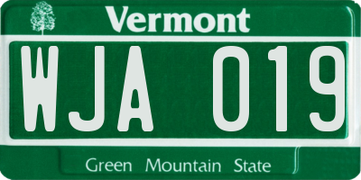 VT license plate WJA019