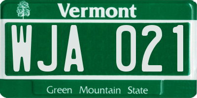 VT license plate WJA021