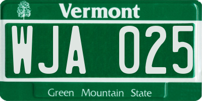 VT license plate WJA025