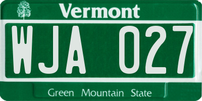 VT license plate WJA027