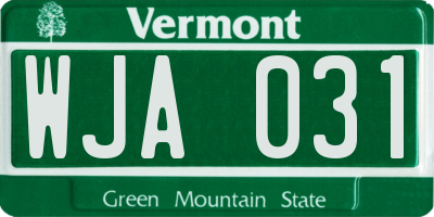 VT license plate WJA031
