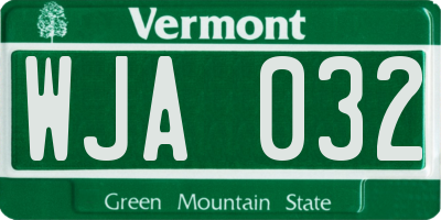VT license plate WJA032