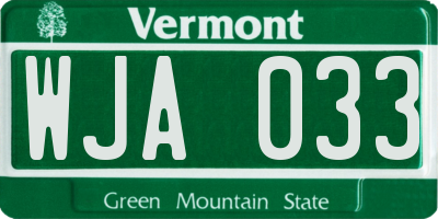 VT license plate WJA033