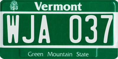 VT license plate WJA037