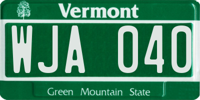 VT license plate WJA040