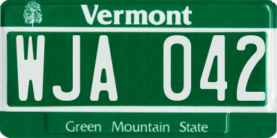 VT license plate WJA042