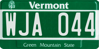 VT license plate WJA044