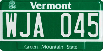 VT license plate WJA045