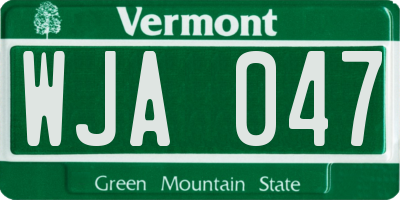 VT license plate WJA047