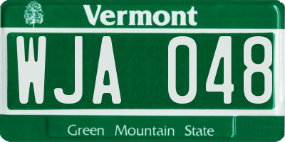 VT license plate WJA048