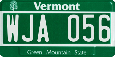 VT license plate WJA056