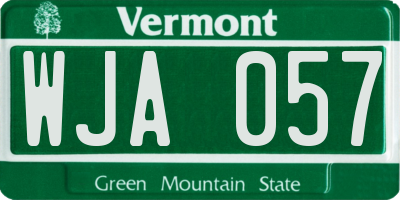 VT license plate WJA057