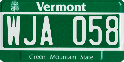 VT license plate WJA058