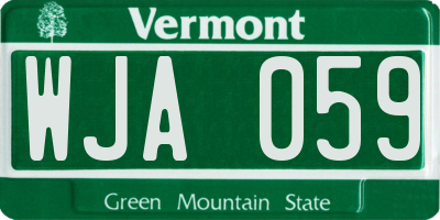 VT license plate WJA059
