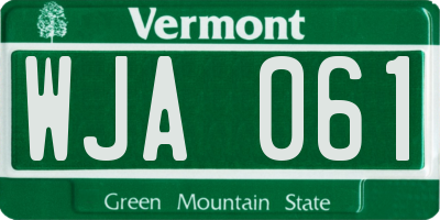 VT license plate WJA061