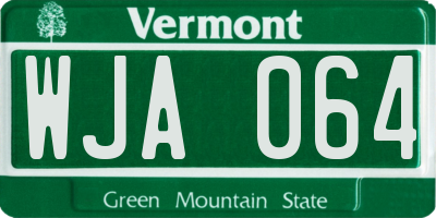 VT license plate WJA064