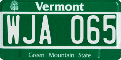 VT license plate WJA065