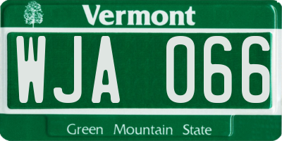 VT license plate WJA066