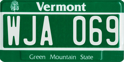 VT license plate WJA069
