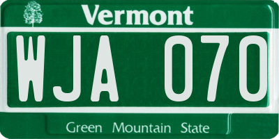 VT license plate WJA070