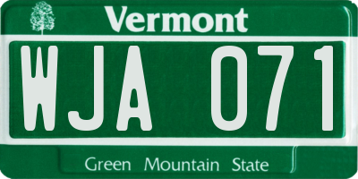 VT license plate WJA071