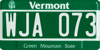 VT license plate WJA073