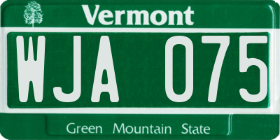 VT license plate WJA075