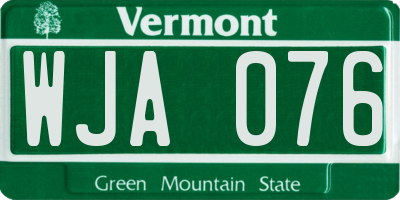 VT license plate WJA076