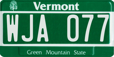 VT license plate WJA077