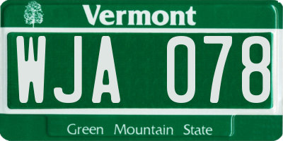 VT license plate WJA078
