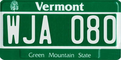 VT license plate WJA080