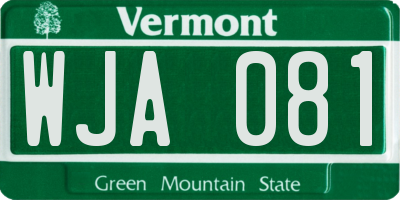 VT license plate WJA081