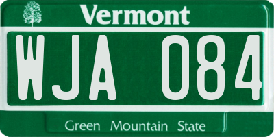 VT license plate WJA084