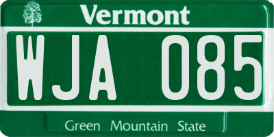 VT license plate WJA085
