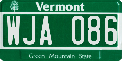 VT license plate WJA086